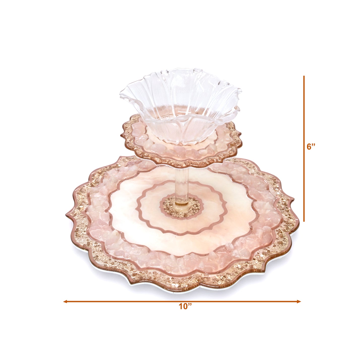 Rose Gold Rose Stones: 2-layer Flower Bowl Platter