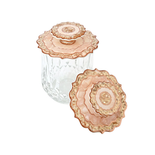 Rose Gold Rose Stones: Lids (Set Of 2)