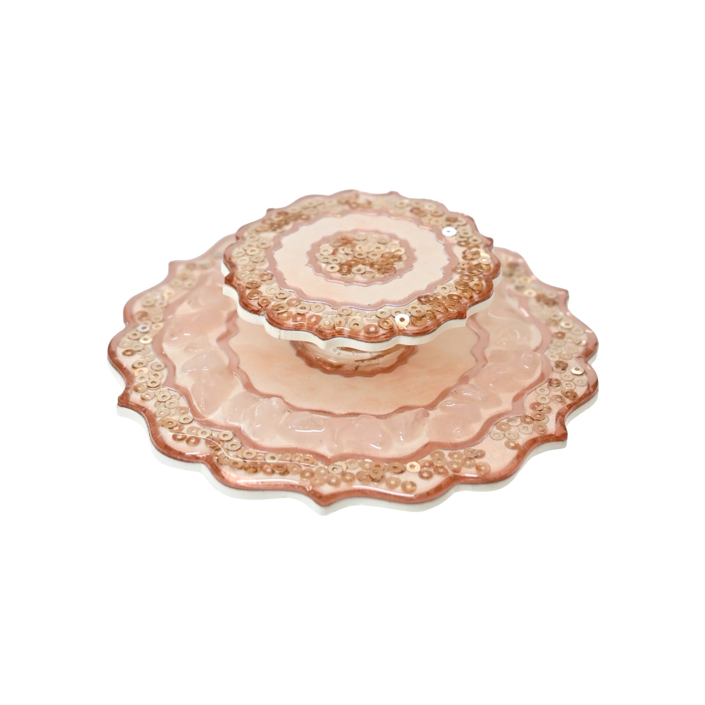 Rose Gold Rose Stones: Lids (Set Of 2)