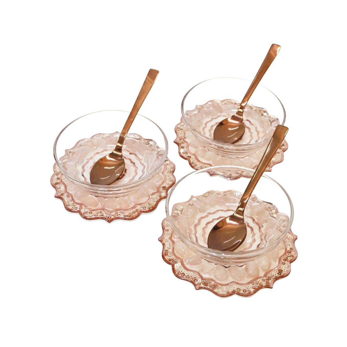 Rose Gold rose Stones : Dip Bowl (Set Of 3)