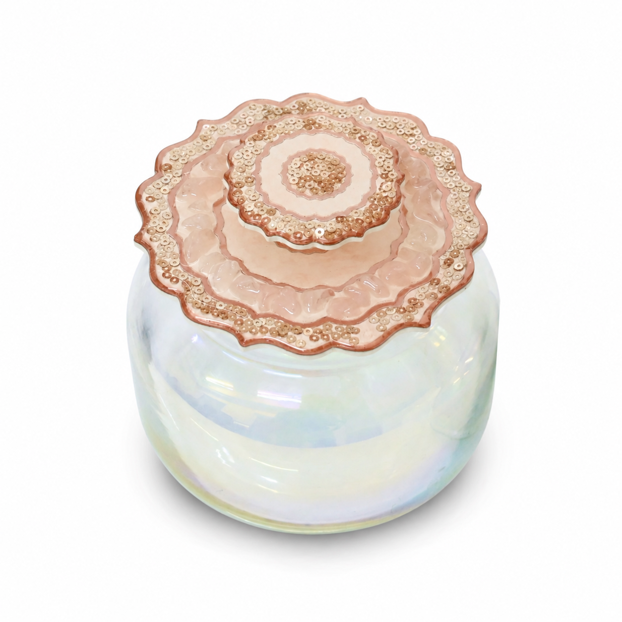 Rose Gold Rose Stones: Jar With Lid (Set of 1)