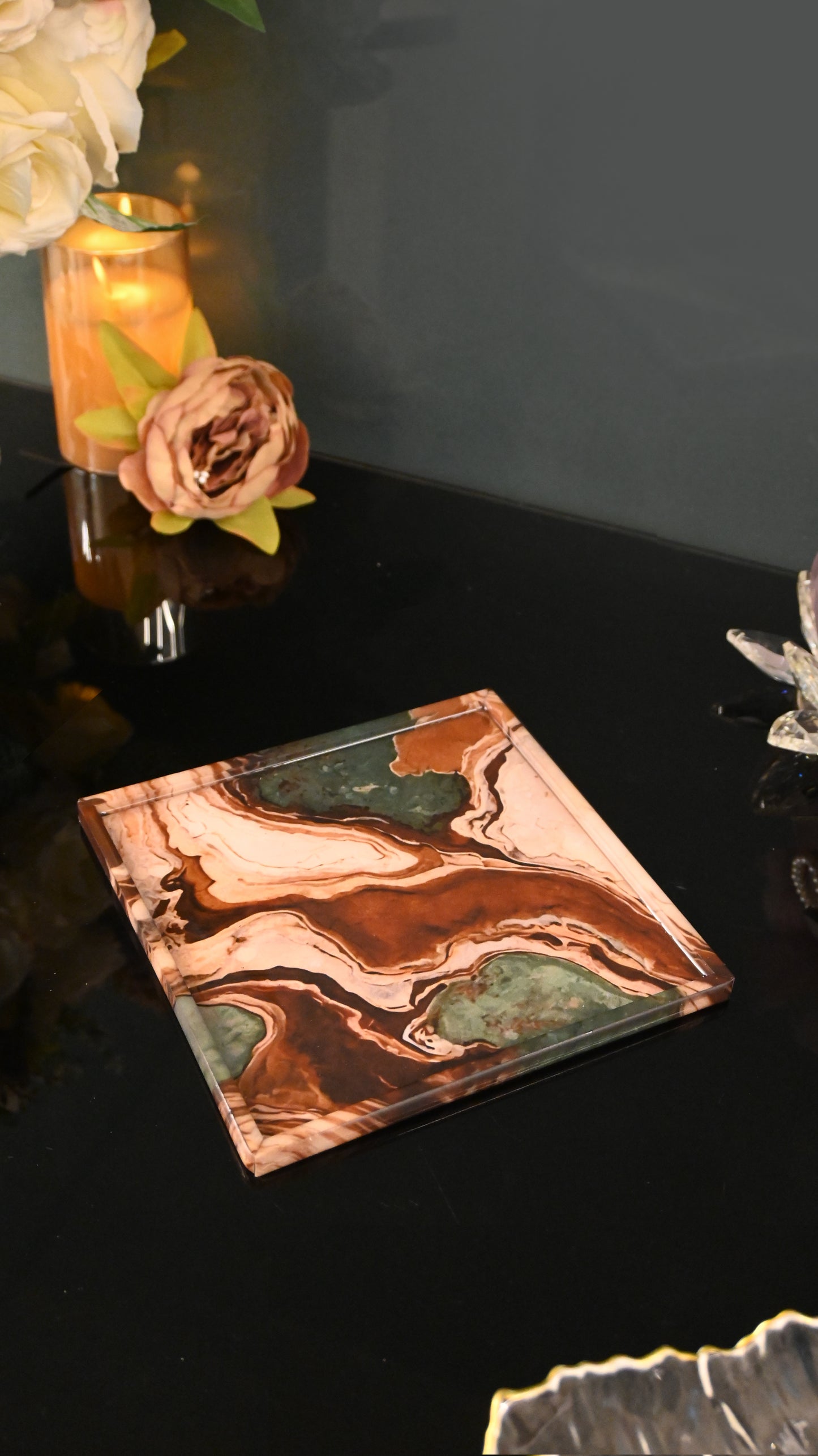 Earth Marble: Small Platter Tray