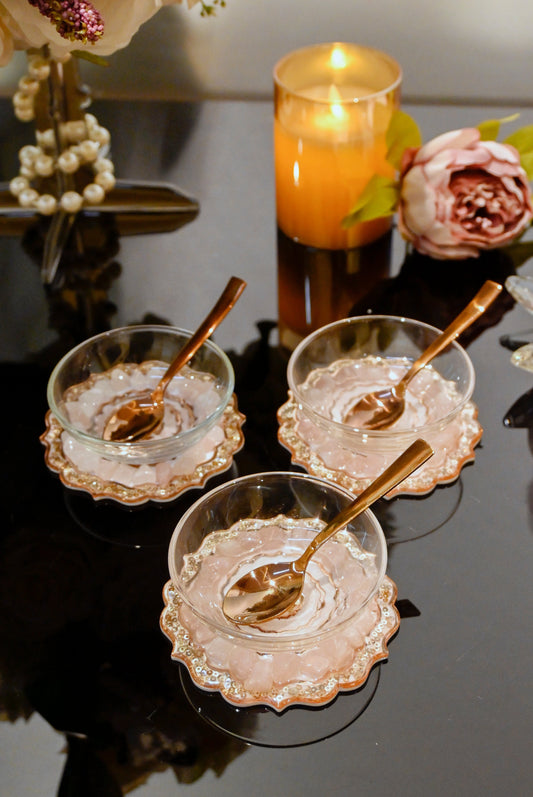 Rose Gold rose Stone : Dip Bowl (Set Of 3)