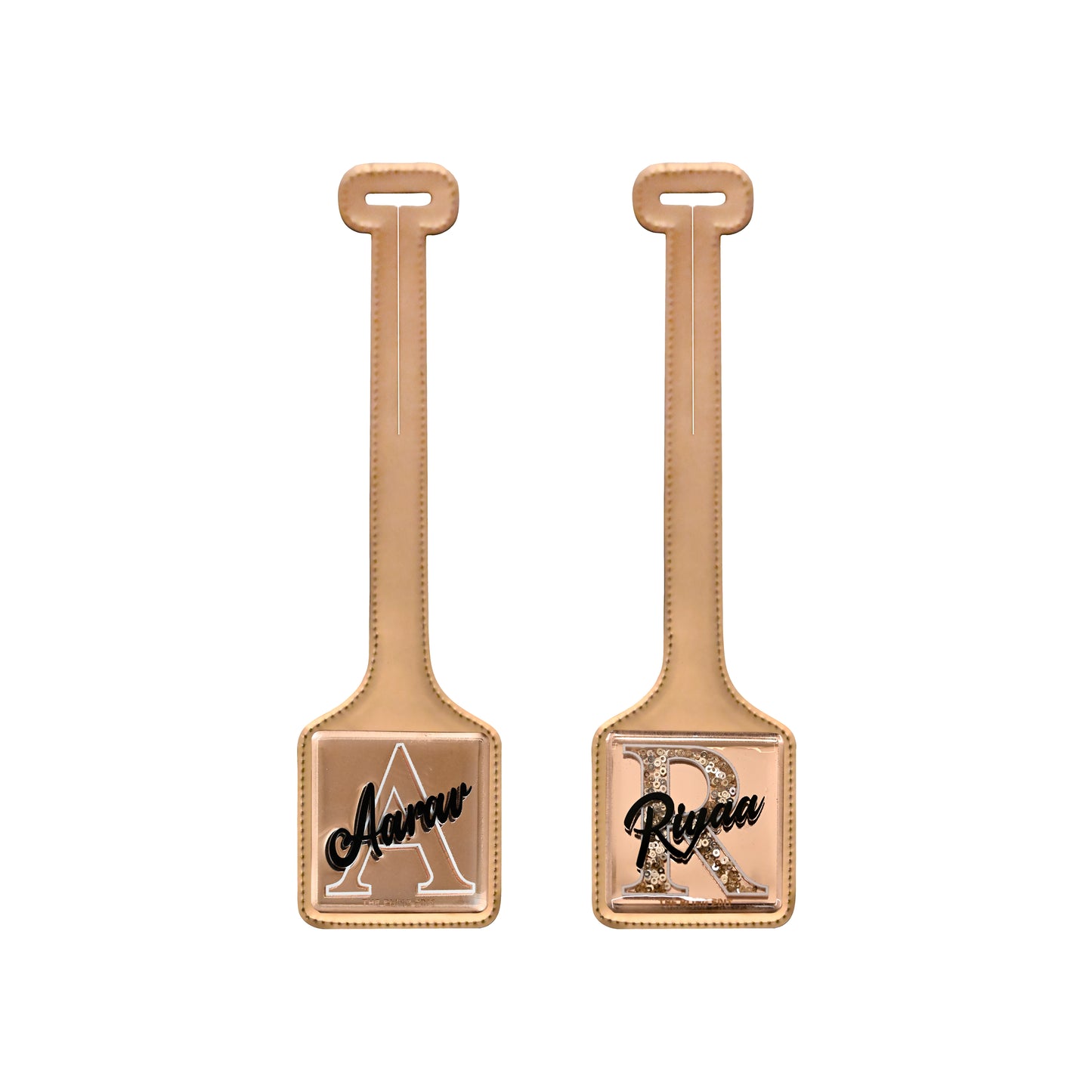 Rosegold PU with Sequin Luggage Tag (Set of 2)