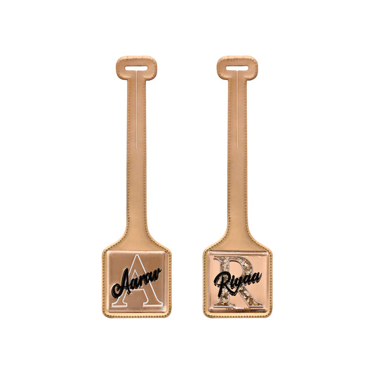 Rosegold PU with Sequin Luggage Tag (Set of 2)