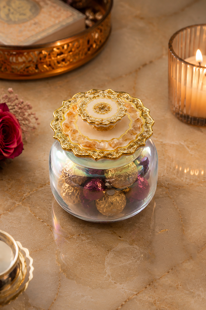 Rose Stones Golden: Jar With Lid