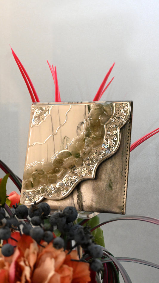 Rose Stones Green: Small Clutch