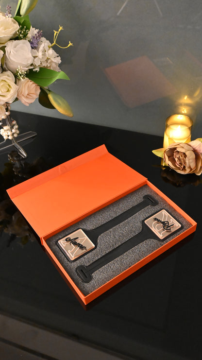 Rosegold Black PU Luggage Tag (Set of 2)