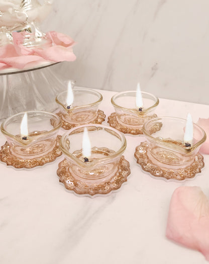 Rose Gold Rose: Diyas (Set Of 5)