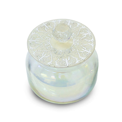 White Royal With Silver: Jar With Lid