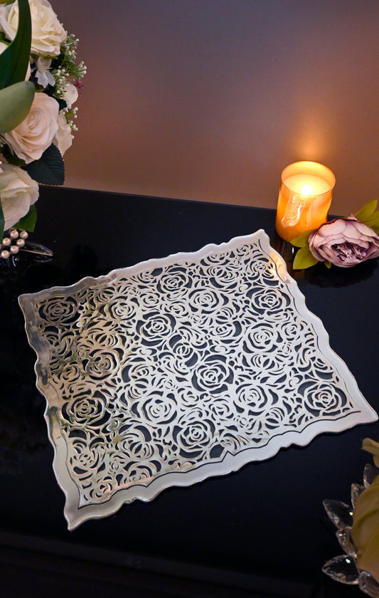 Silver PU Rose: Placemat