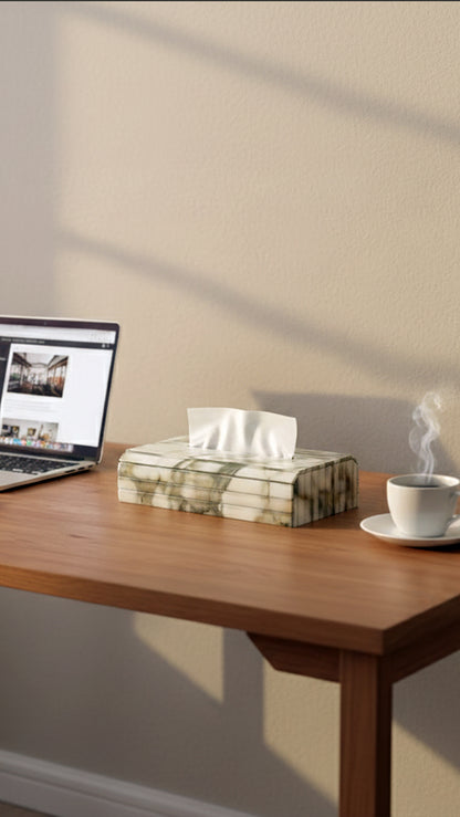 Fluted Marble Green: Flexi Sleek Tissue Box