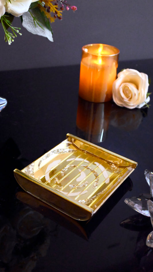 White & Gold Rossette Sequin: Small Hotel tray