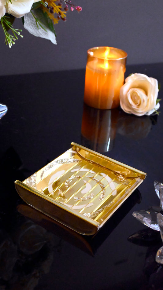 White & Gold Rosette Sequins: Small Hotel tray