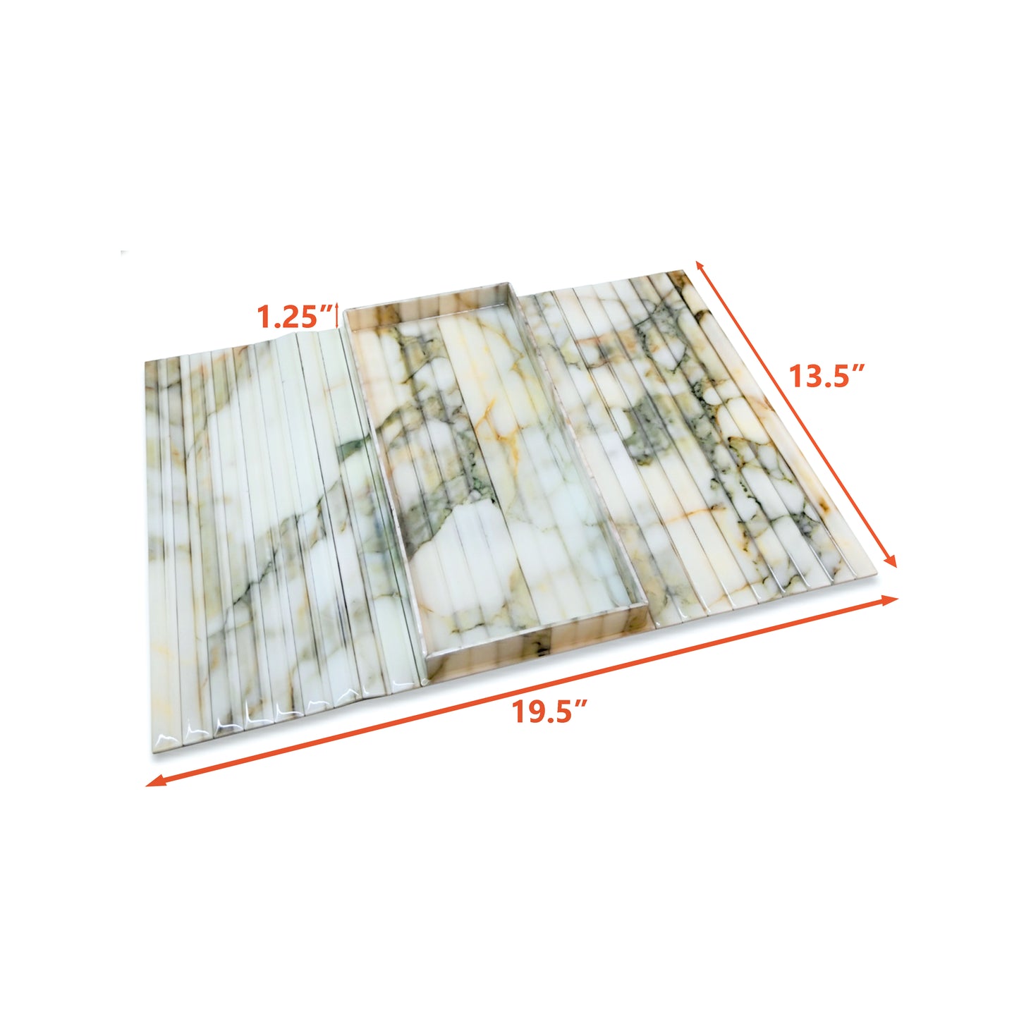 Fluted Marble Green: Sofa Tray
