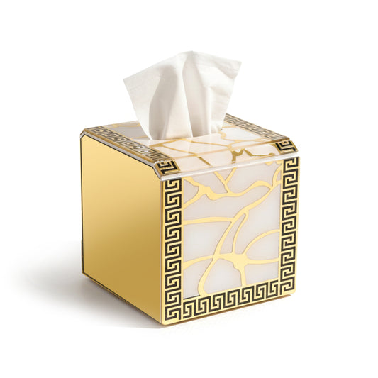 Broken Tree Black White Gold: Square Tissue Box