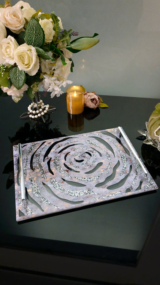 Lotus & Rosette Blue: Medium Tray