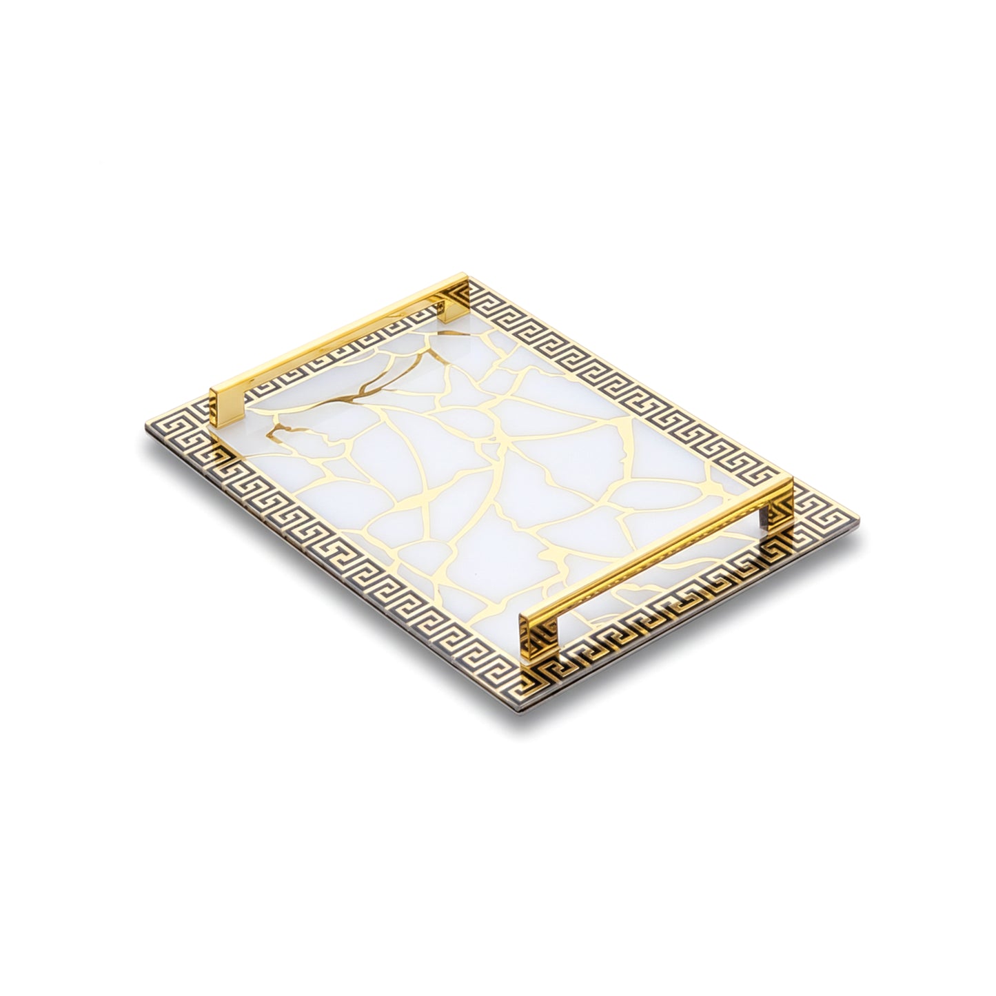 Broken Tree Black White Gold: Rectangular Tray