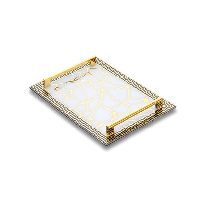 Broken Tree Black White Gold: Rectangular Tray