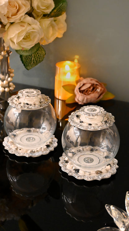 Rose Stones White: Jar With Lid (Set Of 1)