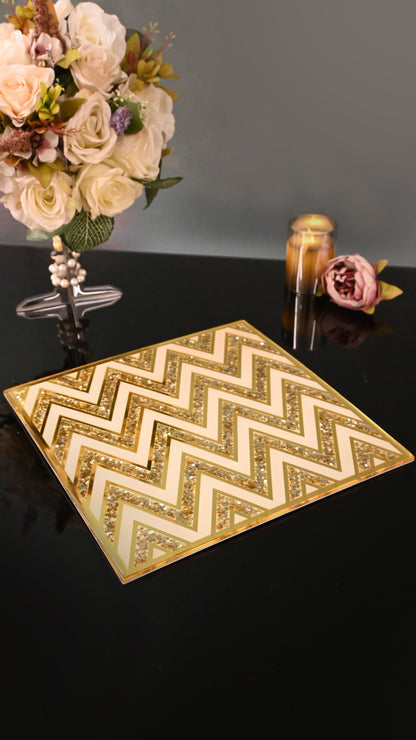 White & Gold Sequins Chevron: Placemat