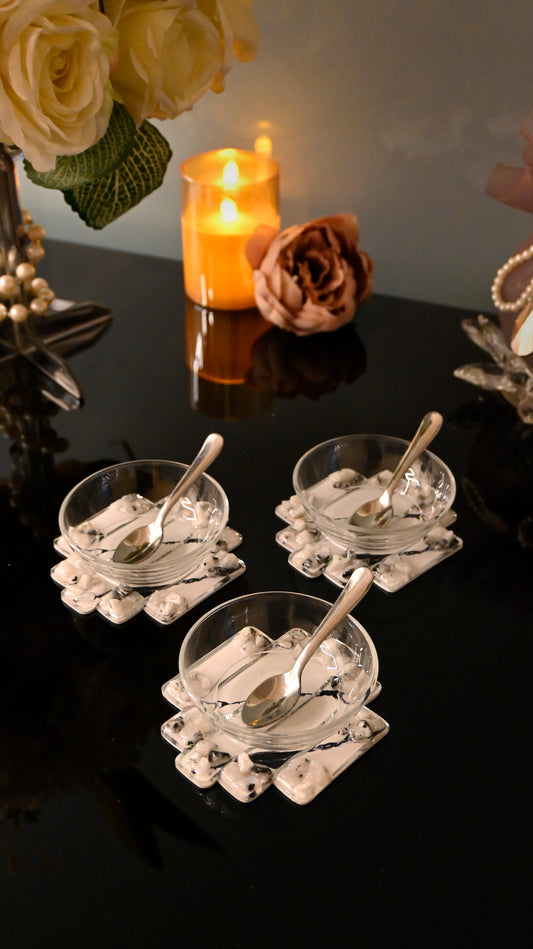 High Low Stones White: Dip Bowl (Set Of 3)