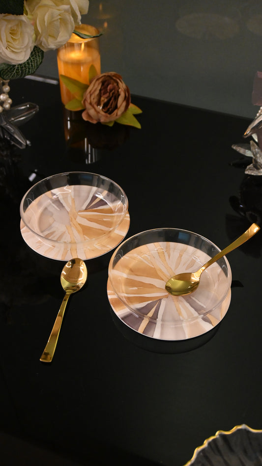 Golden Bloom: Dessert Bowls (Set of 2)