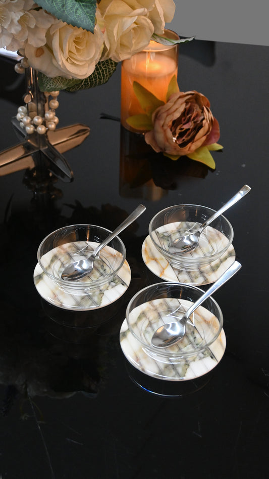 Fluted Marble Green: Dip Bowls (Set of 3)