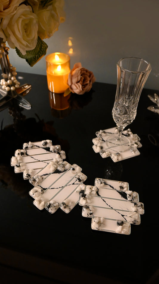 High Low Stones White: Coaster (Set Of 4)