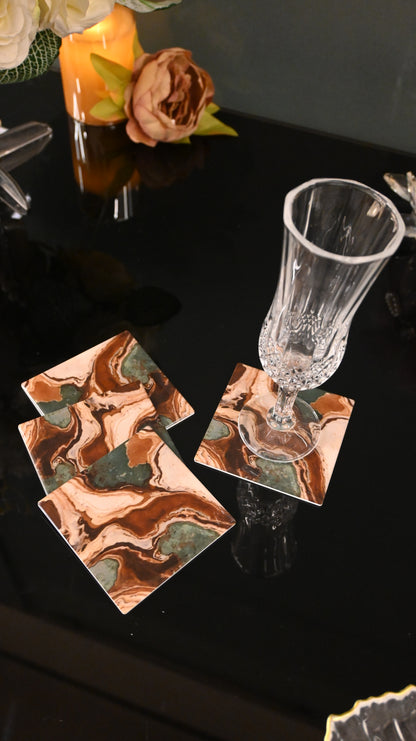 Earth Marble: Square Coasters (Set of 4)