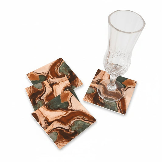 Earth Marble: Square Coasters (Set of 4)