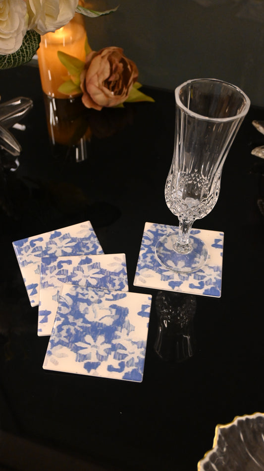 Floral Blue: Coasters (Set of 4)