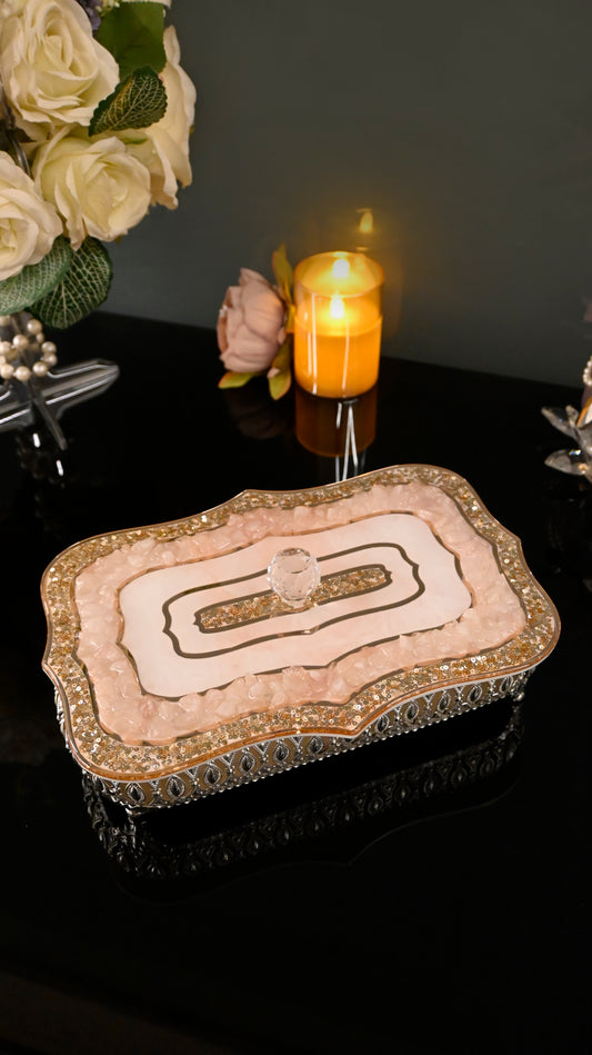Rose Gold Rose Stone:  Large Rectangular Serving Lid With Tray