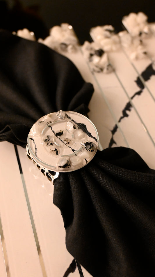 High Low Stones White: Napkin Ring (Set Of 4)