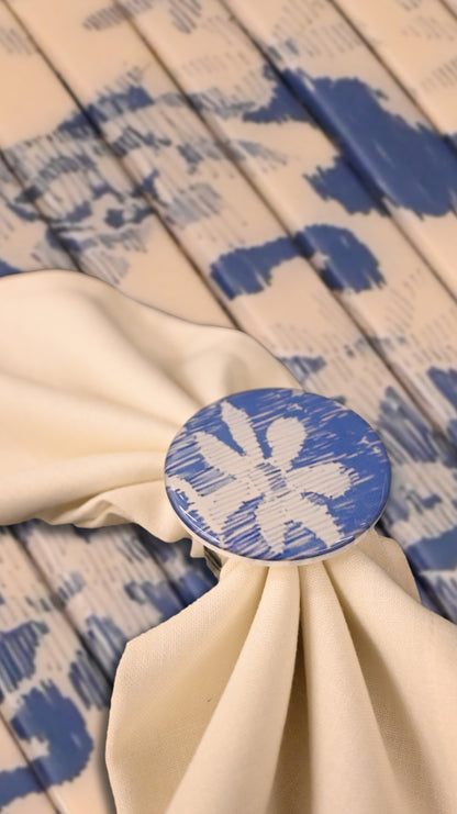 Floral Blue: Napkin Ring (Set Of 4)