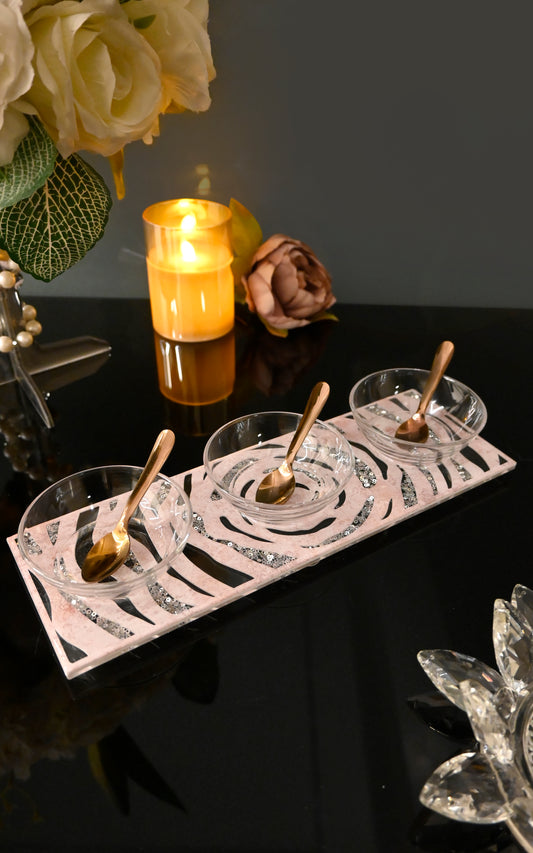 Lotus & Rosette Peach: 3-Bowl Platter