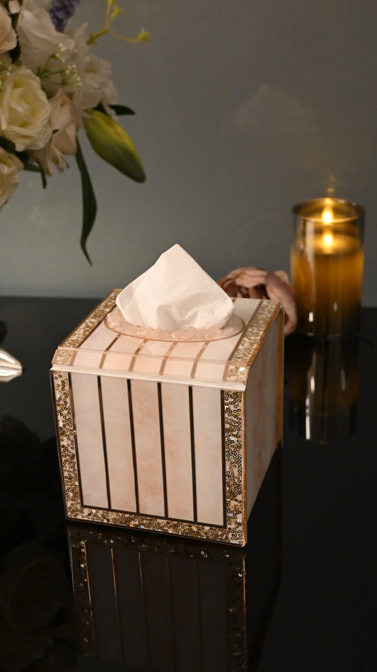 Rose Gold Rose Stone: Square Tissue Box