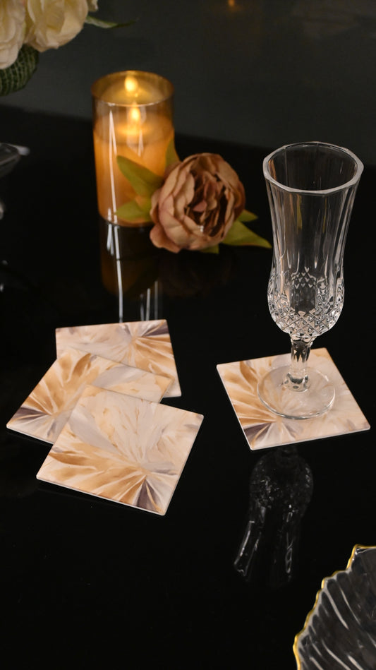 Golden Bloom: Coasters (Set of 4)