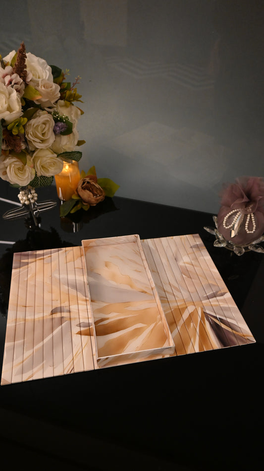 Golden Bloom: Sofa Tray