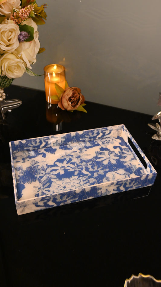 Floral Blue: Medium 4 Wall Tray