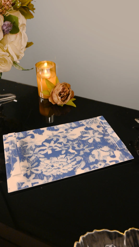 Floral Blue: Medium Tray