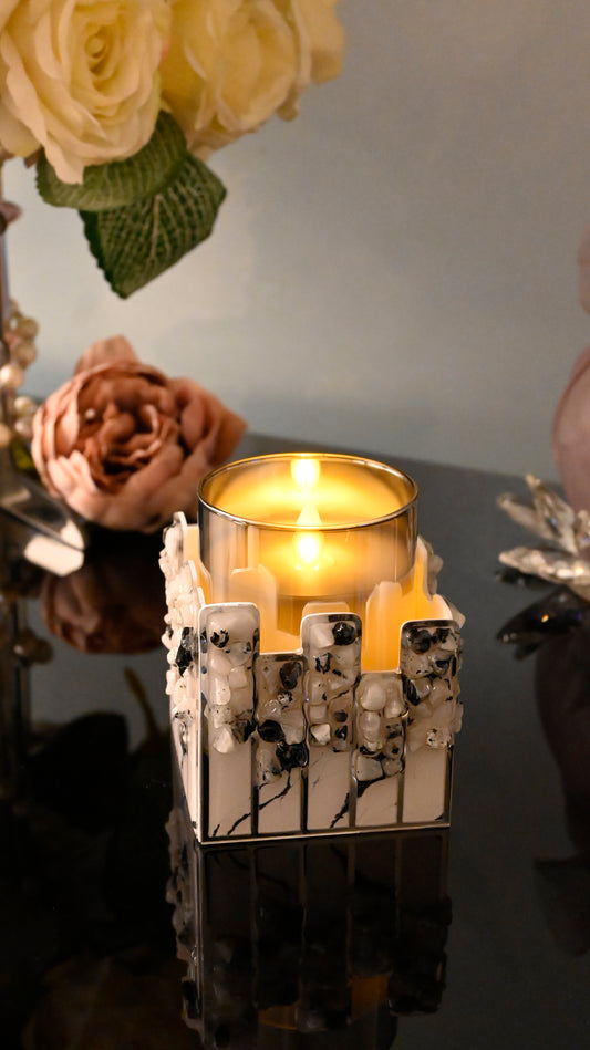 High Low Stones White: Candle Stand