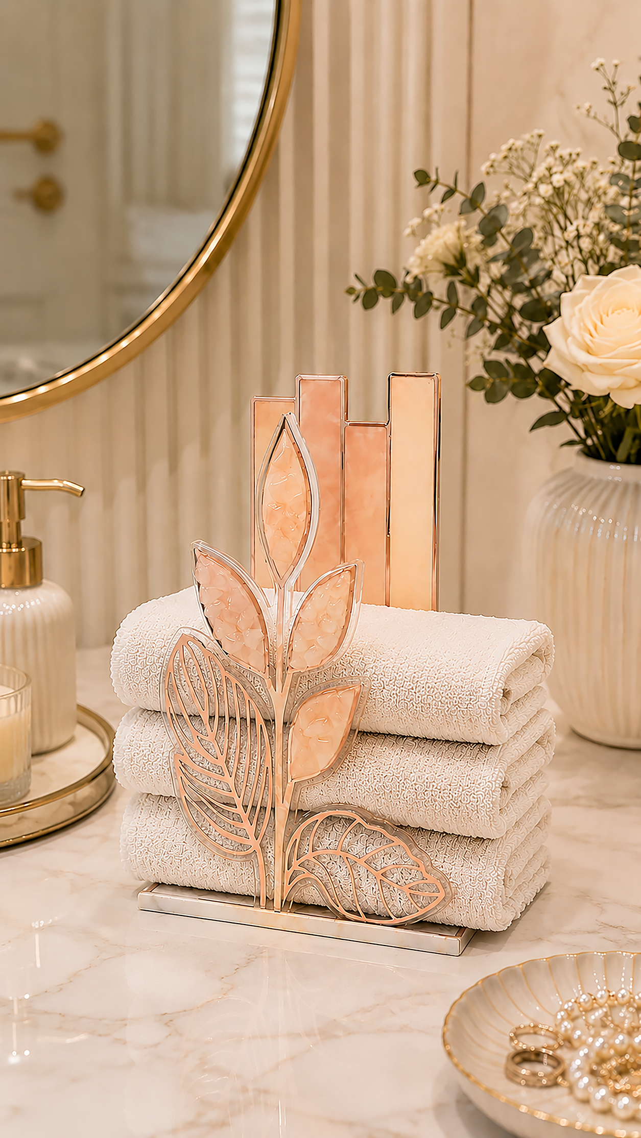High-Low Stones Pink: Towel Holder
