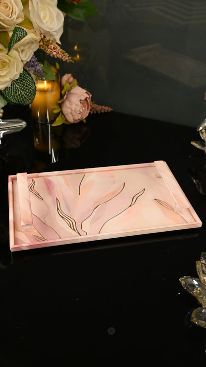 Pink Bloom: Rectangular Border Tray