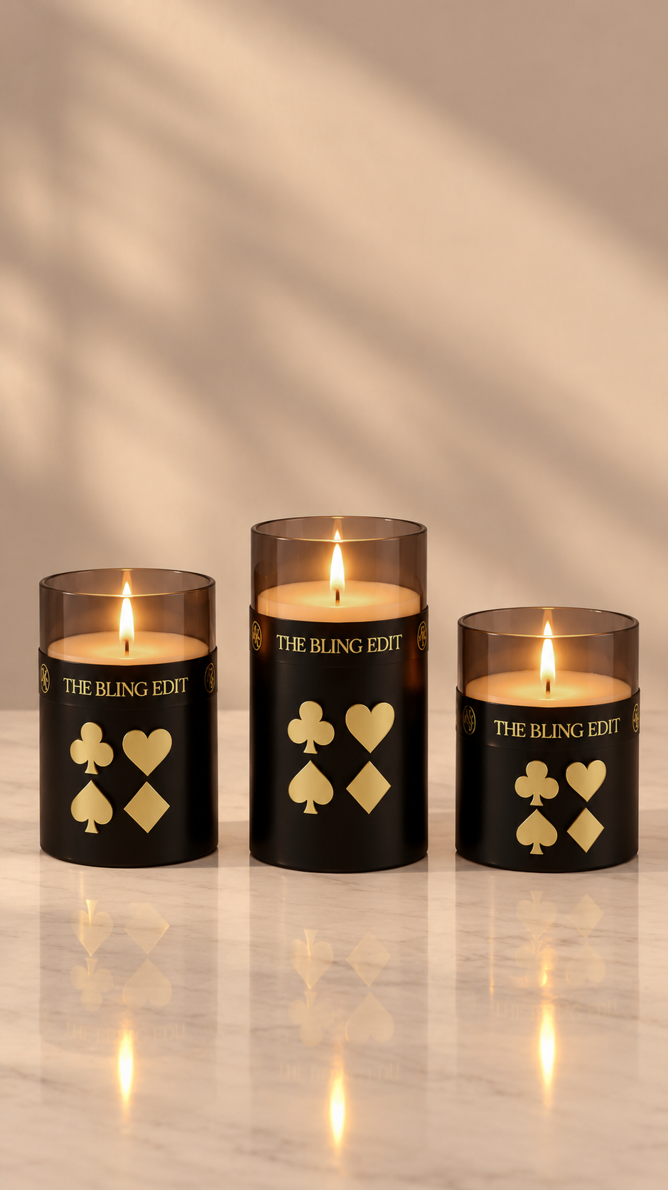 Games Night: Metallic Black Pillar Candle (Set of 3)