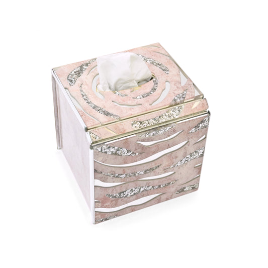 Lotus & Rosette Peach: Square Tissue Box