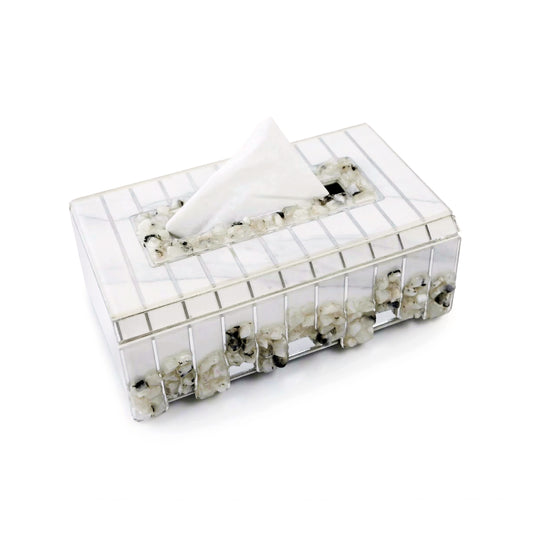 Rose Stones White: Tissue Box