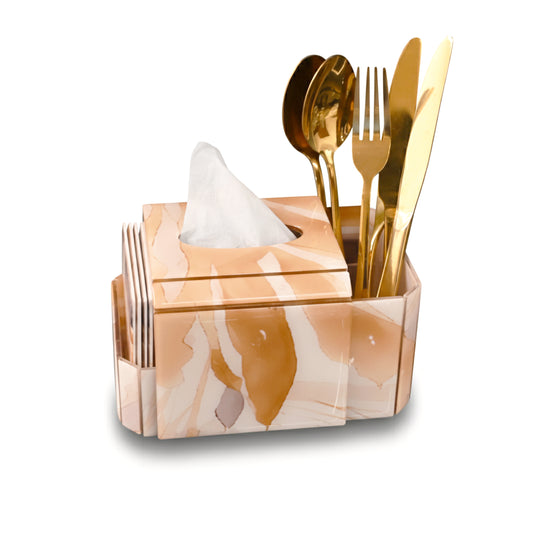 Golden Bloom: Tissue Box Organiser