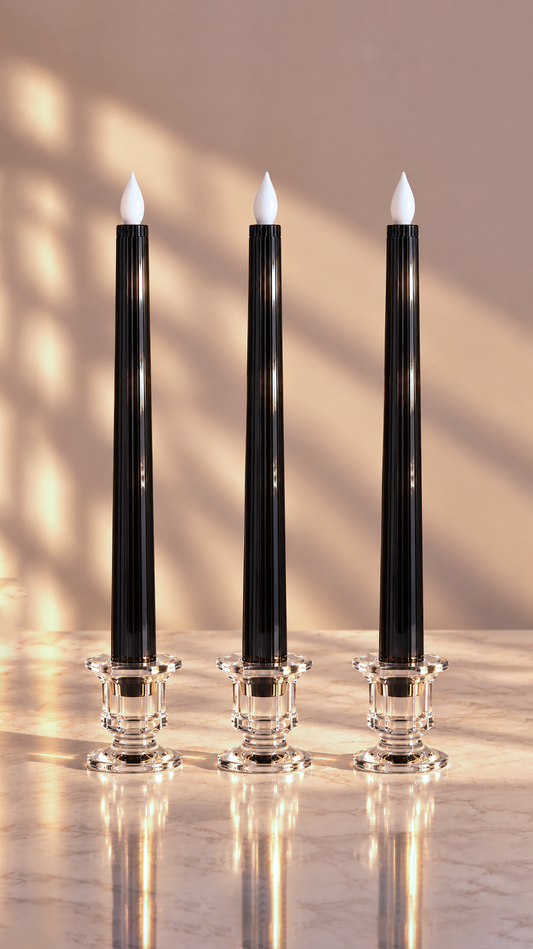 Games Night: Metallic Black Sleek Candle (Set of 3)
