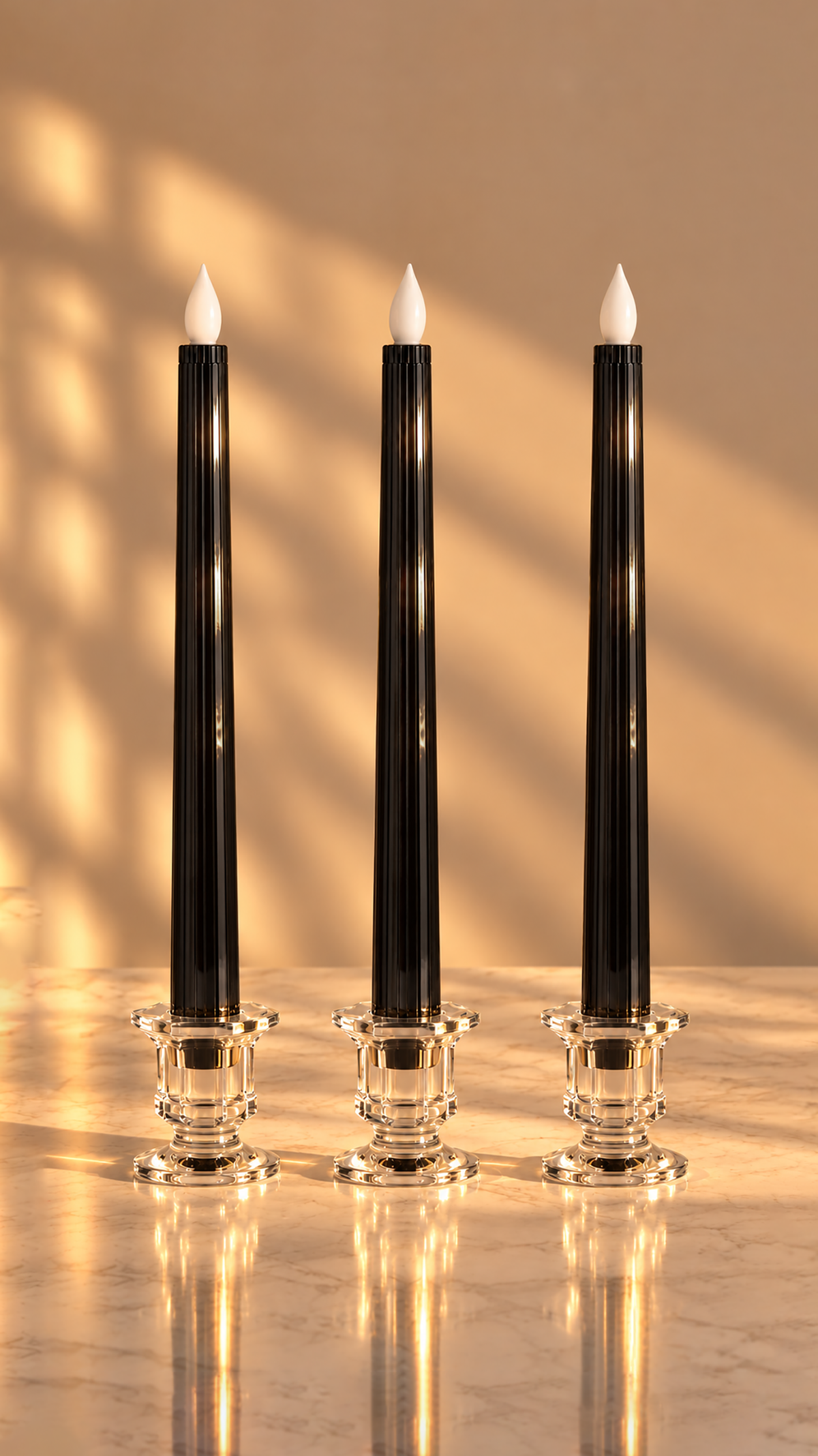 Games Night: Metallic Black Sleek Candle (Set of 3)